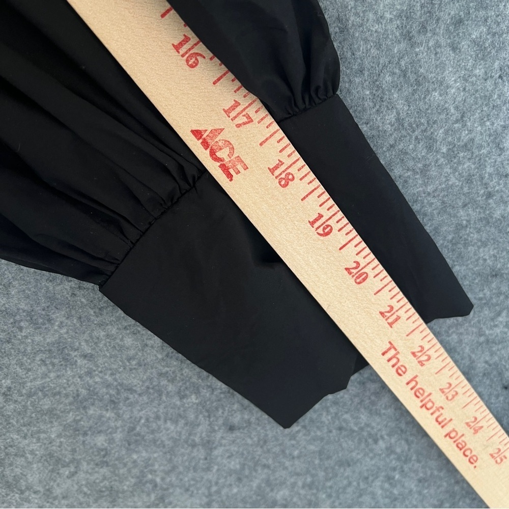MONICA NERA Long Sleeve Poplin Button Front Shirt Dress Pockets Black Size Small - Picture 12 of 14